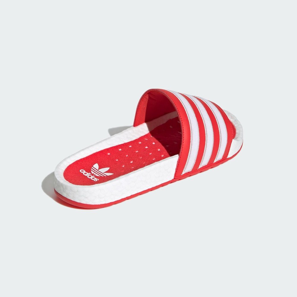 Adidas Adilette Boost Slides Men's Sandals Slippers Flip Flop Red White - Picture 2 of 6